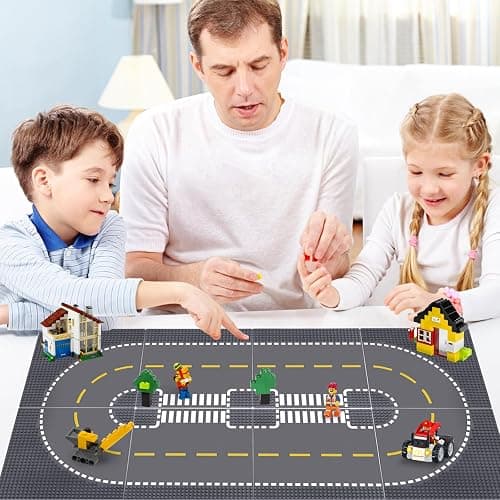 Etarnfly Classic Baseplates Building Plates-10" x 10" Building Boards,100% Compatible with All Major Brands and Activity Table, Creative Platforms Mats for Toy Bricks (Road Plate, 8 Pack) thumbnail 2