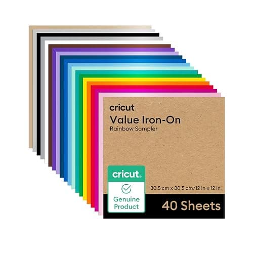Cricut® Value Iron-On, Rainbow Sampler - 12 in x 12 in (40 ct)- HTV Heat Transfer Vinyl - Image 1