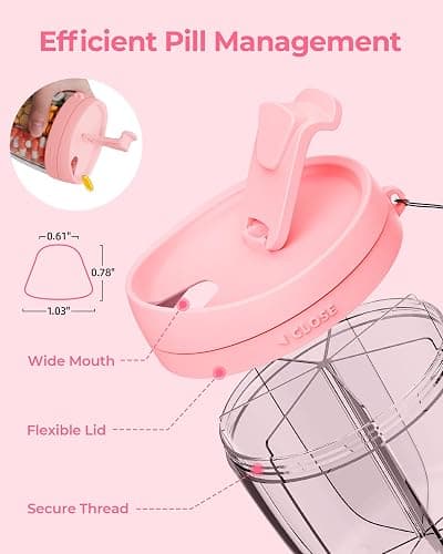 AMOOS Cute Pill Dispenser with 7 Large Compartments, Portable Pill Bottle Organizer with Wide Opening for Easy Use, Anti-Mix Pill Organizer for Travel, BPA-Free Pill Container, Pink - Pink thumbnail 4