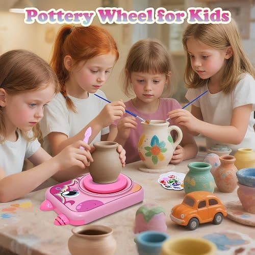 Pottery Wheel for Kids, Girls Arts and Crafts Toys for Kids Ages 8-12,Pottery Craft Kit with 3 Pack Air-Dry Clay, Art Supplies for Kids Toys Girls Birthday Gift for 6 7 8 9 10 11 12+ (Pink) thumbnail 6