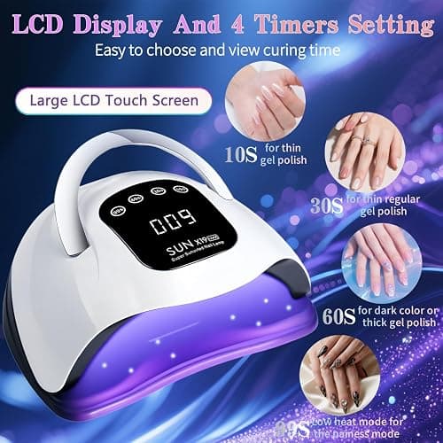 UV LED Nail Lamp with 72 Beads, 320W Nail Curing Lamps for Gel Polish with Automatic Sensor/4 Timer Setting,Led Nail Dryer, Professional Nail Art Drying Tools for Fingernail and Toenail. thumbnail 2