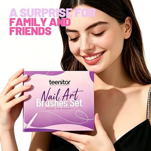 Teenitor Nail Art Tools Set, 23 Pcs Nail Art Brushes, 5 Pcs Nail Dotting Tool, 2 Set of Nail Stand, 100 Pcs Double-Sided Adhesive Tabs, Nail Art Palette, Brushes Holder, Pink thumbnail 9
