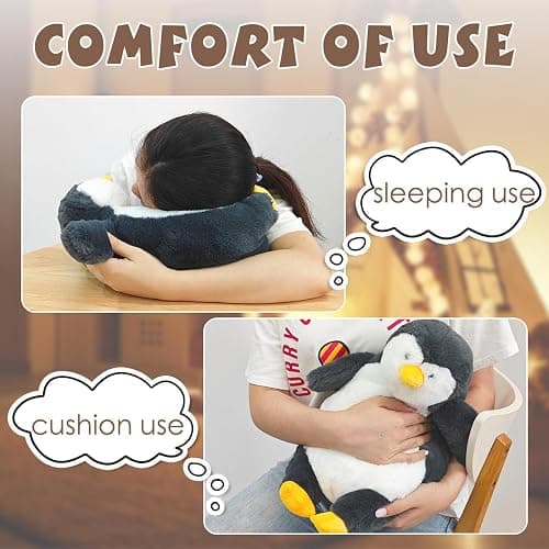 ARELUX 22in Large Penguin Plush Stuffed Animal Hugging Pillow:Soft Giant Sleeping Body Warm Fluffy Pillow Adorable Chubby Plushie Toy Creative Dormitory thumbnail 5