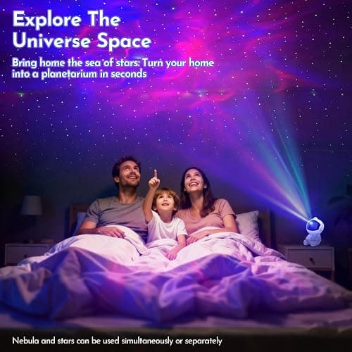 JIWYJOT Astronaut Galaxy Projector for Bedroom Decor, Birthday Gifts for Adults Teen Girl Gifts Ambient Lighting, Ceiling Space Star Night Light Projector for Kids Room Decor Aesthetic thumbnail 2