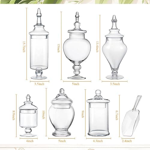 Mimorou 6 Sets Glass Apothecary Jars with Lids and Scoops 3 Styles Clear Candy Jars for Candy Buffets Candy Display Containers Bath Salt Container Cookie Crafts Bathroom Kitchen Storage (Simple) thumbnail 3