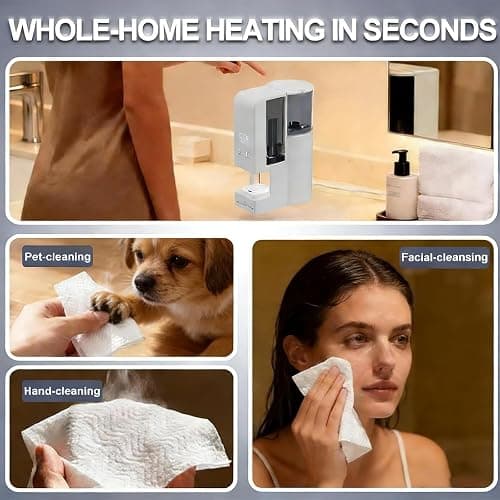 5s Fast Hot Towel Dispenser, 55°C (131°F) Constant Temp, 500ml Tank, Auto-Dry & Safe, Portable for Spa, Facial, Bathroom & Home (Hot Towel Heater with 2 Rolls of Towels) thumbnail 6