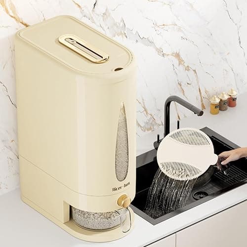 ZuoCheng Large Rice Dispenser, 11Lbs Cereal Dispenser Rice Container Food Storage Container with Measuring Cup, Cereal Containers Storage Kitchen Household Rice Pet Food Holder thumbnail 9