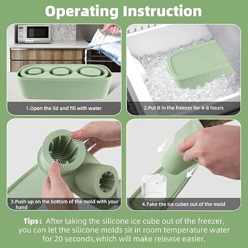 Fu Store Ice Cube Tray for Stanley Cup 30-40 oz Tumbler 3pcs Silicone Ice Cube Molds With Lid and Bin for Chilling Cocktails Whiskey Drinks Juice Coffee Easy Fill and Release Ice Maker thumbnail 3