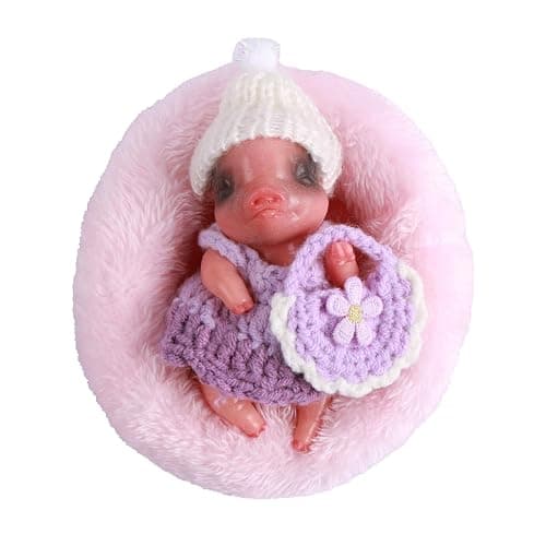 BABESIDE 4.5" Realistic Silicone Piggy Toy - Soft, Stretchy, Chubby Mini Silicone Pig Pet Figurine for Stress Relief, Sensory Play, Kids & Adults Collection thumbnail 6