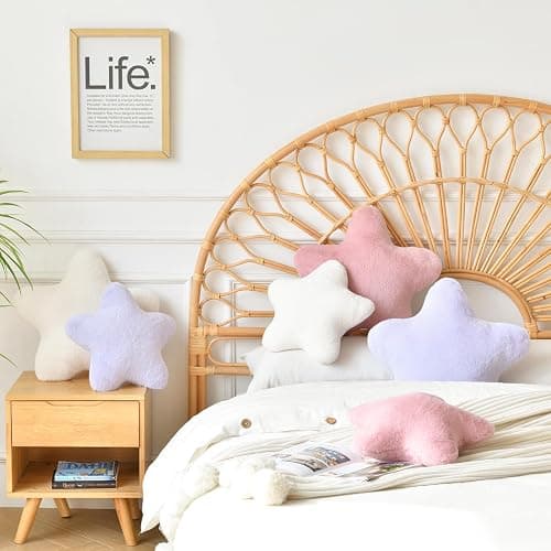 Xiashrk Star Pillow, Decorative Throw Pillows for Bed Couch, 15" Star Shaped Pillow Plush Floor Cushions Room Decor Pillow with Soft Faux Rabbit Fur for Sofa Bedroom Living Room thumbnail 5