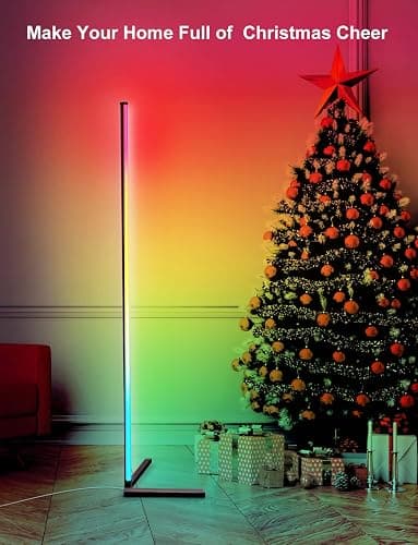 Corner Floor Lamp,65” Color Changing LED Floor Lamp with Music Sync,Modern Mood Lighting Corner Lamp with Remote & App Control, Creative DIY Mode & Timing,RGB Floor Lamps for Living Room Gaming Room - Triangle base thumbnail 4
