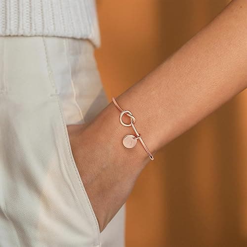 M MOOHAM Gold Initial Bracelets Gifts for Women Teen Girls - Dainty Tie the Knot Letter A-Z Initial Bracelet for Women Gold Cuff Bracelet for Womens Jewelry Personalized Bridesmaid Proposal Gifts thumbnail 8