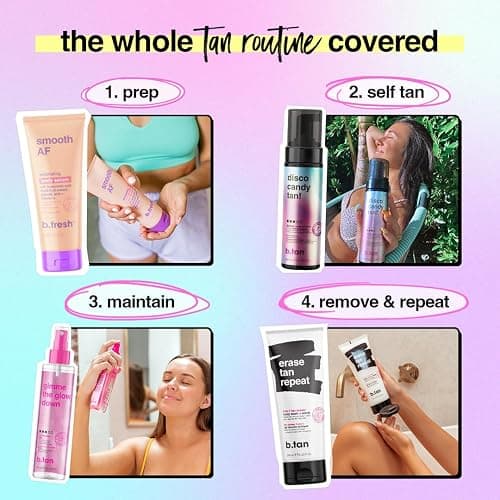 b.tan Dark Self Tanner Mousse | Disco Candy Tan - Best, 1 Hour Express Sunless Tanning Foam, Candy-Scented, Sweat-Proof & Transfer Resistant, No Fake Tan Smell, Vegan, Cruelty Free, 6.7 Fl Oz - disco candy tan thumbnail 6