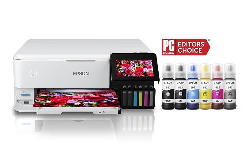 Epson EcoTank Photo ET-8500 Wireless Color All-in-One Supertank Printer with Scanner Copier, Ethernet and 4.3-inch Colorfull Touchscreen - White thumbnail 2