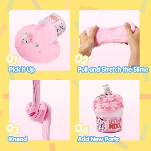 JOYIN Slime 3-Pack Bundle, Manta Ray, Bubblegum Unicorn, Strawberry Milk Cow, Soft, Non-Sticky, Mess-Free,Slime Bulk Toys for Kids, Boys and Girls Birthday Gifts Party Favors thumbnail 5