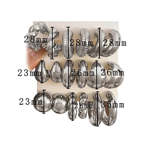 IFKM 24 Pairs Gold Hoop Earrings Set for Women Hypoallergenic Chunky Chain Twisted Open Hoops Dangle Earring Packs for Birthday Party Christmas Fashion Jewelry Gift thumbnail 7