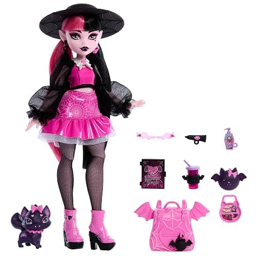 Monster High Draculaura Doll with Pet Bat-Cat Count Fabulous & Accessories Like Backpack, Spell Book, Bento Box & More thumbnail 5