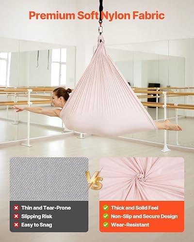 VEVOR Sensory Swing for Kids & Adults, Maximum 300 lbs Load Aerial Silk, Indoor & Outdoor Double Layer Therapy Cuddle Swing with 360° Swivel Hanger, Calming Compression Therapy Swing Hammock, Ash Powder thumbnail 4