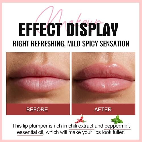 Erinde Lip Plumper Gloss, Natural Spicy Lip Plumping Booster, Ultra-Hydrating & Nourishing Plump Lip Plumper, Glossy Finish Fuller Lip Plumping Oil for Women Girls, 01# thumbnail 2