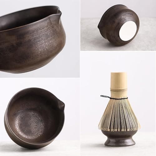 Ochcahser Matcha Set, Japanese Tea Set Includes Matcha Bowl with Spout, Matcha Whisk Holder (chasen), Bamboo Matcha Whisk and Bamboo Scoop, Ceramic Matcha Kit for Tea Lovers thumbnail 6