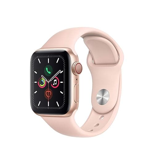 Apple Watch Series 5 (GPS + Cellular, 44MM) - Gold Aluminum Case with Pink Sand Sport Band (Renewed) - Image 1