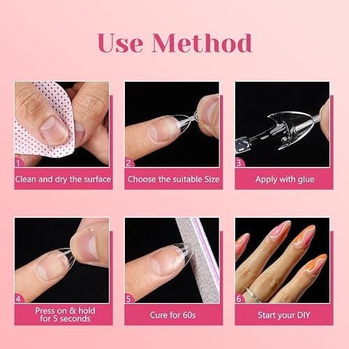 LIONVISON Short Almond Nail Tips Half Cover, 600PCS Extra Short Almond Soft Gel Nail Tips, Pre-shaped Clear False Nails with Handles for Acrylic Nail Salon with Box 12 Sizes - Short Almond thumbnail 4
