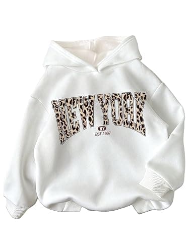 RoseSeek Girl's Cheetah Leopard Hoodies Long Sleeve Hooded Sweatshirts Pullover Tops Preppy Cute Clothes - Image 1