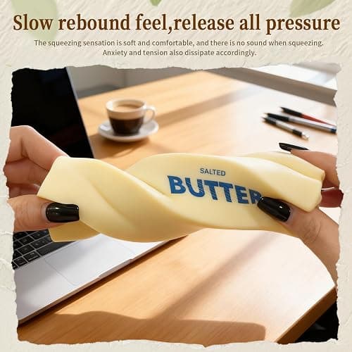 2 Pack Slow Rising Squishy Butter Stick ,Squeeze Butter Toy, Stress Balls，Stress Relief & Fidget Toys,Realistic Food Squishies Fidget Toys, Gifts, Party Favors (2PCS) thumbnail 4