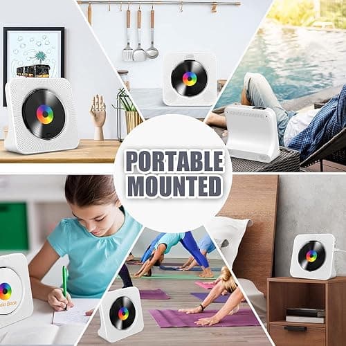 Gueray CD Player Portable Bluetooth Desktop CD Player for Home with Timer Built-in HiFi Speakers with LCD Screen Display Boombox FM Radio USB Type-c thumbnail 7
