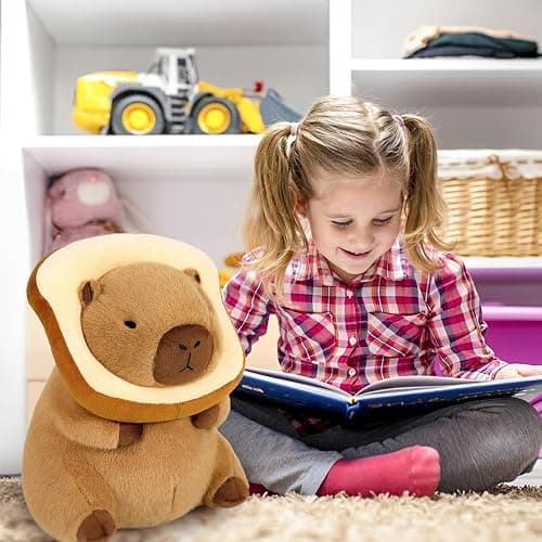 Ditucu Cute Capybara Plush Pillow with Wearable Toast Headgear Stuffed Animal Bread Capibara Plushies Toys Gifts for Kids Brown 11 inch thumbnail 8