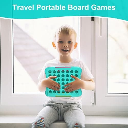 Vikutu 4 in a Row Connect Game, Travel Board Games for Kids Adults, Get 4 in a Row to Win - 9 x 7.4 inches (Green) thumbnail 7