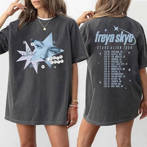 Fre-ya Sk-ye Stars Alig-n Tour Selfie Star T-Shirt, Front and Back Sweatshirt Concert Merch, Handmade Memorabilia Best Friend Matching Shirt Multicolor Women Youth Kids thumbnail 3