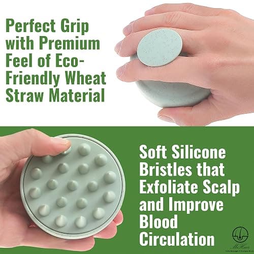 MiHair Scalp Massager Shampoo Brush, Eco-friendly Wheat Straw body, Scalp Scrubber, Scalp Exfoliator, Scalp Brush, Dandruff Removal, Prevents Hair loss, Promotes Hair Growth (Green, 1 pc) thumbnail 4