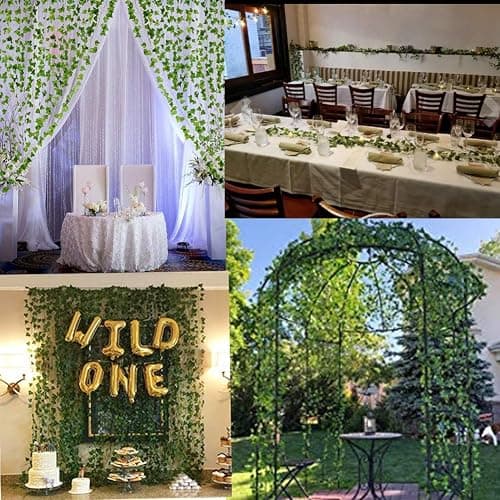 KUPOO 12 Strands 84 Feet Artificial Ivy Leaf Plants Vine Hanging Garland Fake Foliage Flowers for Wedding Party Garden Wall Decoration (Style A) thumbnail 3