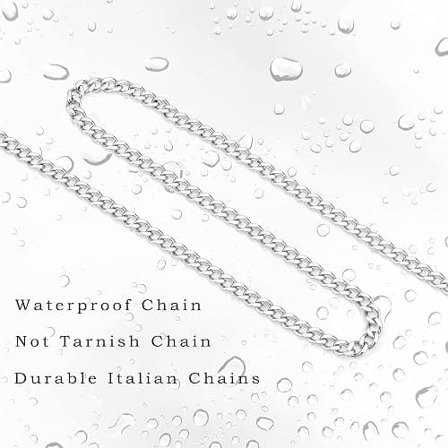 Reoxvo Mens Gifts Cuban Link Chain for Men Stainless Steel Mens Necklaces 5mm Neck Chains Accessories Jewelry for Men 18/20/22/24/30 Inch thumbnail 5