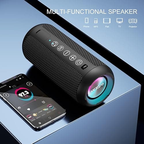 Ortizan Portable Bluetooth Speaker x Stocking Stuffers: IPX7 Waterproof, Wireless, Big Sound, Deep Bass, Dual Pairing, 30H Playtime, White Elephant Gift for Adults Men Women Teen Boys Girls (Black) thumbnail 4
