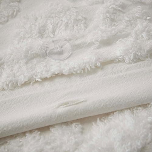 Madison Park Tufted Chenille 100% Cotton Duvet- Modern Luxe All Season Comforter Cover Bed Set with Matching Shams, King/Cal King(104"x92"), Damask Off White 3 Piece thumbnail 6