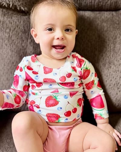 HINTINA Newborn Baby Girl Long Sleeve 2-Pieces Swimsuit Bathing Suit with Hat thumbnail 4