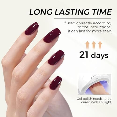 TOMICCA Vernis Semi Permanent, Rouge Cerise Vernis Gel UV Semi Permanent, Soak Off Vernis Gel UV LED Gel Cadeau Pour Salon de Manucure DIY Home, 8ML thumbnail 3