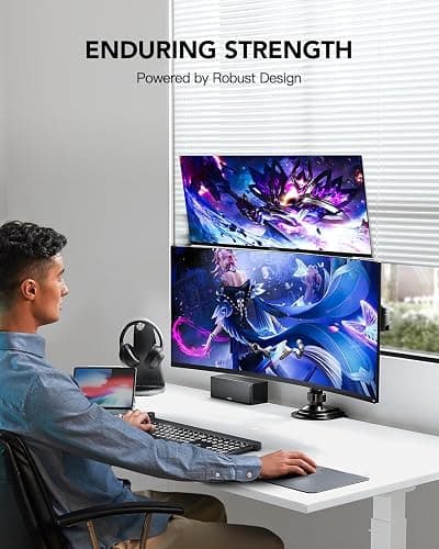 HUANUO 17-32 Inch Dual Monitor Stand, Gas Spring Dual Monitor Mount, Monitor Stand 2 Monitors, Ergonomic Adjustable Tilt/Swivel/Rotate, Weight Max 19.8 lbs, VESA 75/100mm thumbnail 8