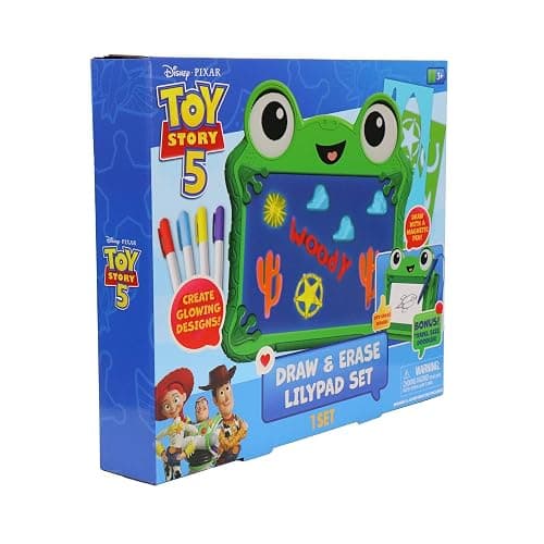 Disney Pixar Toy Story 5 Draw & Erase Lilypad Set - Frog Dry-Erase Glow Board & Travel Magnetic Pen Board, Create Art, Stencils & Markers, Kids 3+ thumbnail 4