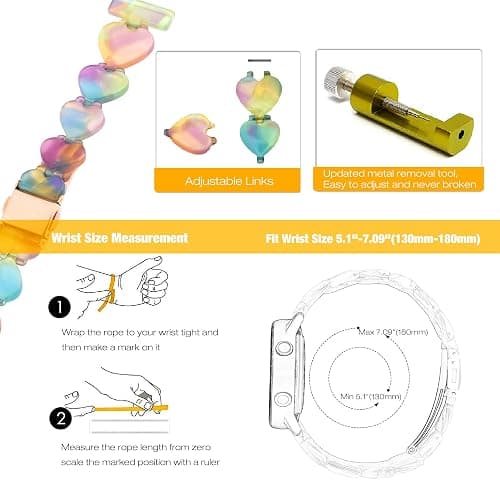 Abanen 20mm Resin Heart-Shaped Watch Band for Garmin Vivoactive 6/5 / Venu 2 Plus/Venu Sq, lightweight Adjustable Wrist Strap with Foldover Clasp for Forerunner 570 42mm thumbnail 5