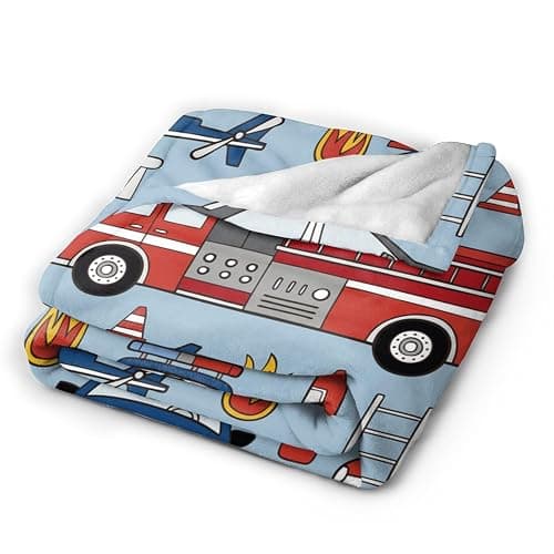 Cartoon Emergency Car Flannel Throw Blanket for Kids Boys Baby Toddler Teens Gifts Soft Warm Bedroom Throws for Home Couch Room Sofa Office Travel Camping Dorm Decor 50x40 Inch thumbnail 4
