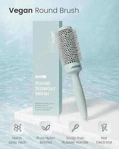 AIMIKE NaturaVol Round Brush for Blow Out, Round Hair Brush Nano Thermal Ceramic & Ionic Tech, for Blow Drying & Salon-like Styling at-home, Maximum Volume Shine - 1.7” Barrel, 2.5” w/Bristle thumbnail 3