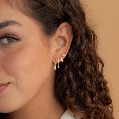 VIROMY Silver Stud Earrings for Women, Sterling Silver earrings Set Small Hoop Earrings Stack Dangle Earrings Minimalist Drop Stud earrings Hypoallergenic Everyday Earrings Women Trendy thumbnail 3