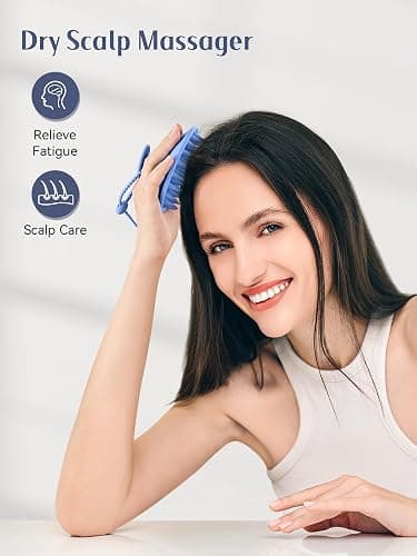 HEETA Scalp Massager Shampoo Brush with Silicone Bristles for Dandruff Removal Scalp Care & Hair Growth, Scalp Scrubber for All Hair Types, Head Massager Stress Relax, Upgraded Large Design,Blue thumbnail 5