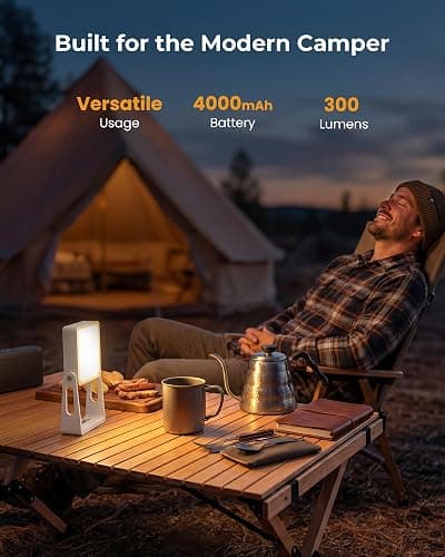 2 Pack Camping Light Lanterns, 4000mAh Camping Lamp Rechargeable Battery Powered 2-in-1 LED Lanterns, Flashlight Lights for Camping, Hiking, Emergency Lights for Home Power Outages, White thumbnail 2