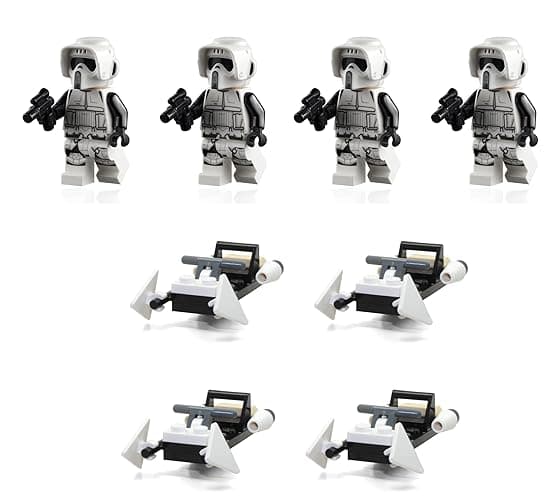 LEGO Star Wars The Mandalorian Minifigure Combo 4 Pack - Imperial Scout Troopers with Blasters and 4 X Speeder Bikes 75292