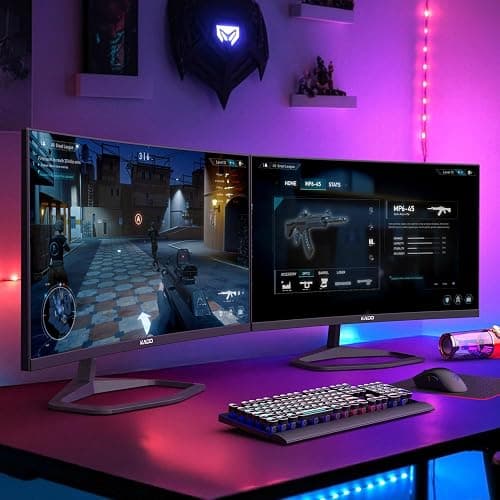 Kado 25" Class Dual Gaming Monitor Setup - 2-Pack 24.5" Curved 1500R 240Hz 1ms 1920x1080 Computer Monitor, Parallel Gaming AMD FreeSync Premium Panoramic, VESA Mount HDMI DisplayPort Built-in Speakers thumbnail 3