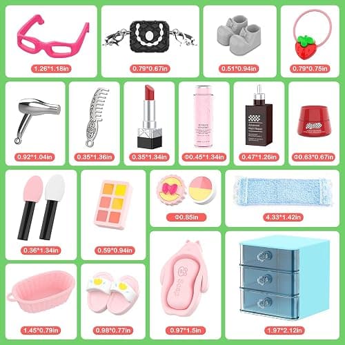 76pcs Mini Dollhouse Accessories Bathroom Cosmetic Set,Jewelry Storage Case | Dollhouse Accessories Towel Toothbrush Shampoo Toiletries Set,Mini Doll House Accessories Perfume Backpack,Girl Micro Scene thumbnail 4